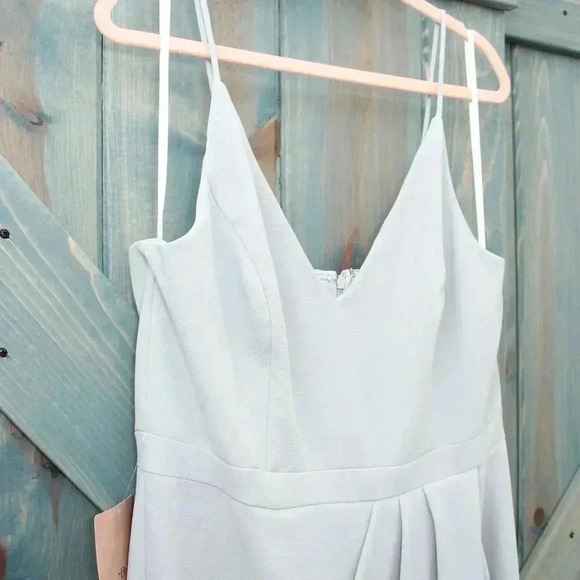 BHLDN Lyra V-Neck Faux-Wrap Crepe Midi Dress Blue Size 16 Anthropologie NWT - Picture 6 of 11